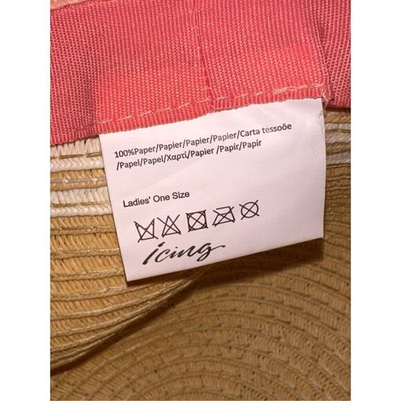 NEW WITHOUT TAGS The Icing pink Straw Hat, Natural Sun Hat Fabric: ladies ONE SI - Picture 5 of 6